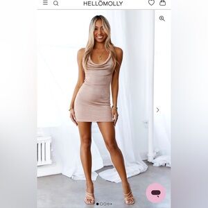 Hello Molly large the limelight Tan metallic knit dress rose gold Mini Dress